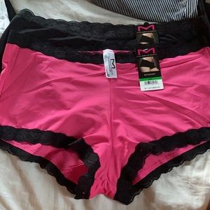 Set of 2 boyshort briefs lace trim asst colors NWT